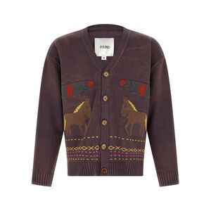 FOUND Brown Cotton Men's Cardigan